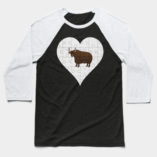 Jigsaw  Yak Heart Design - Wild Animal Yak Baseball T-Shirt